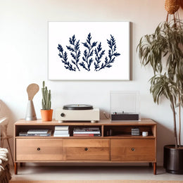 Abstract Botanical Minimalist Poster: Blue Foliage Design