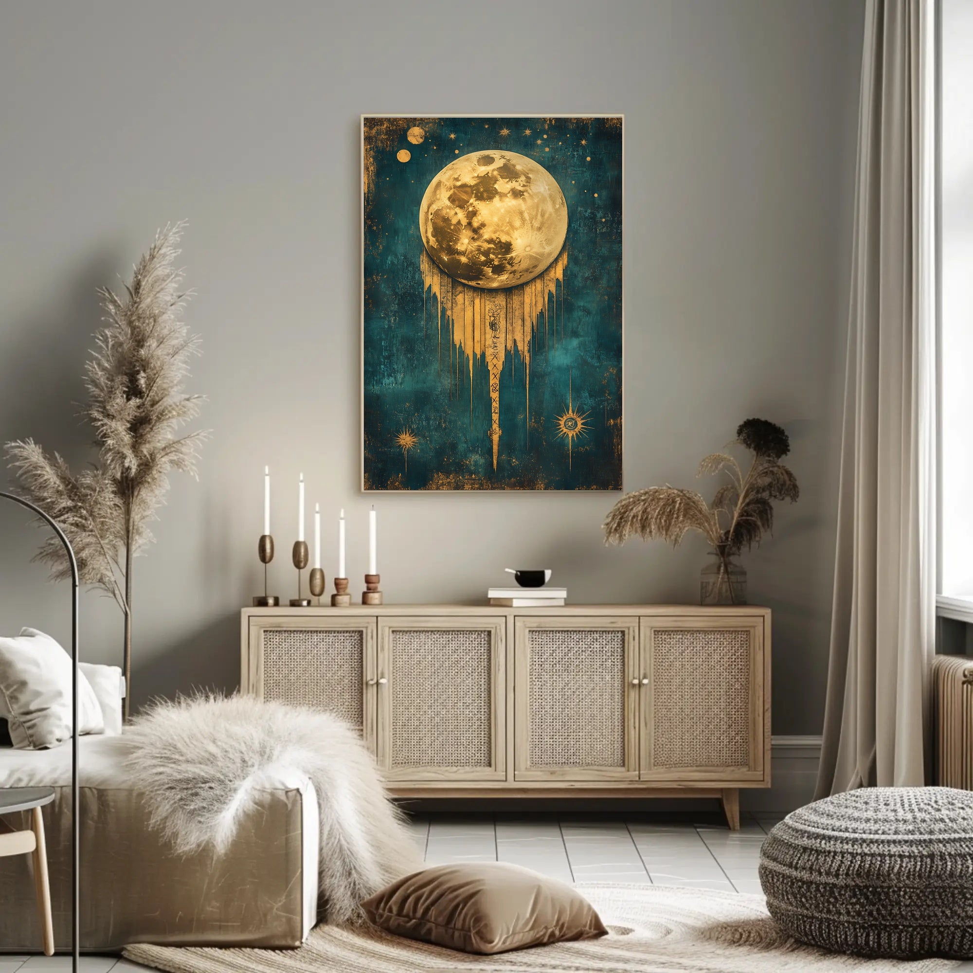 Golden Moon Surreal Artistry Space or Astronomy Poster
