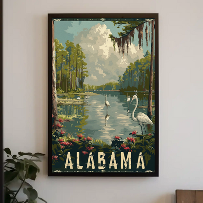 Alabama Wetlands and Herons Travel Poster
