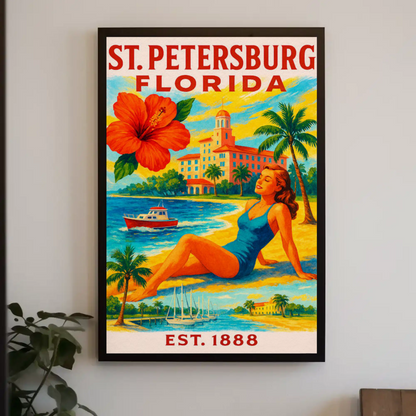 St Petersburg Florida Beach Resort Sunshine Girl Poster