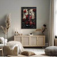 Red Violin Symphony: Timeless Elegance Elegant Artistic Poster