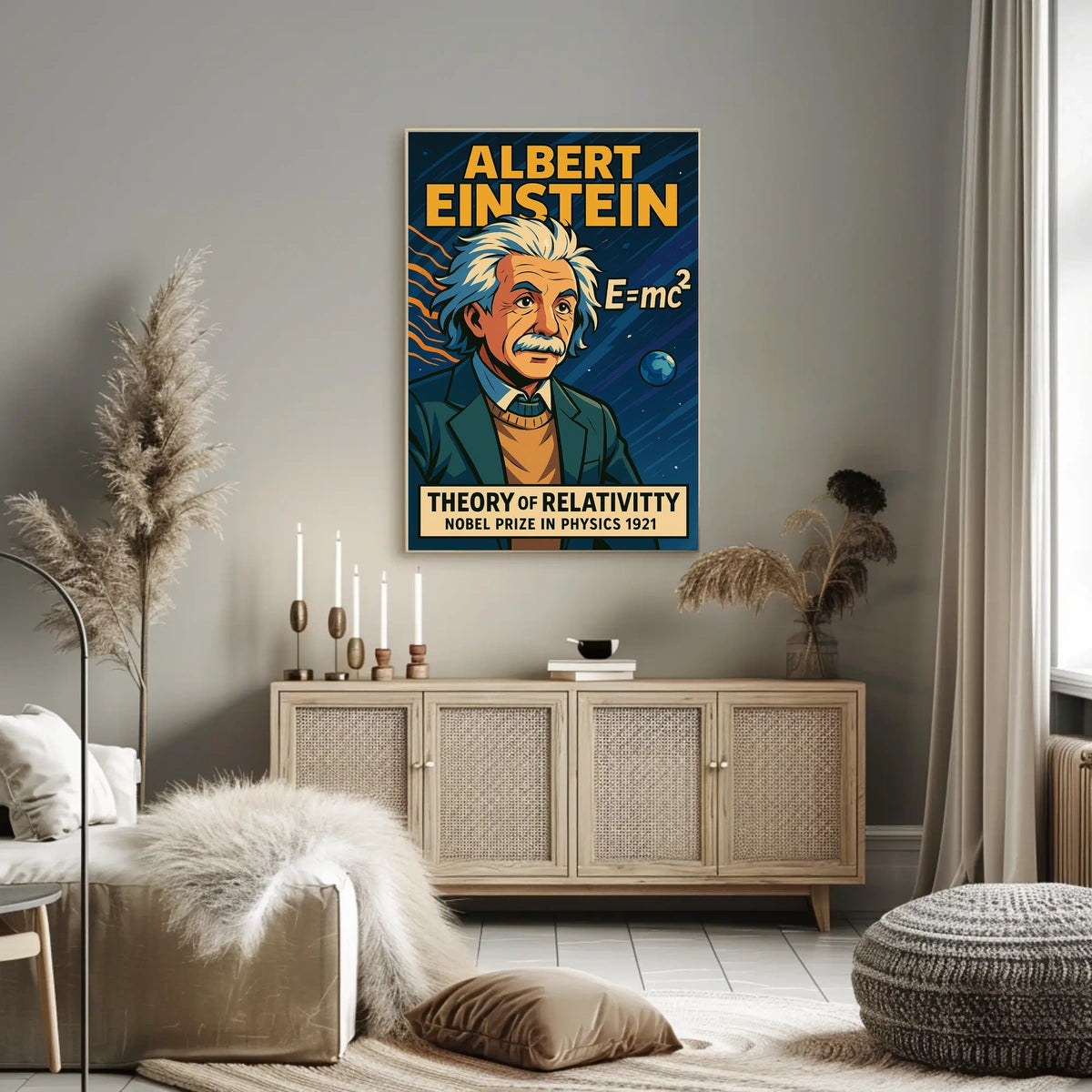 Albert Einstein Relativity Vintage Science Curious Poster