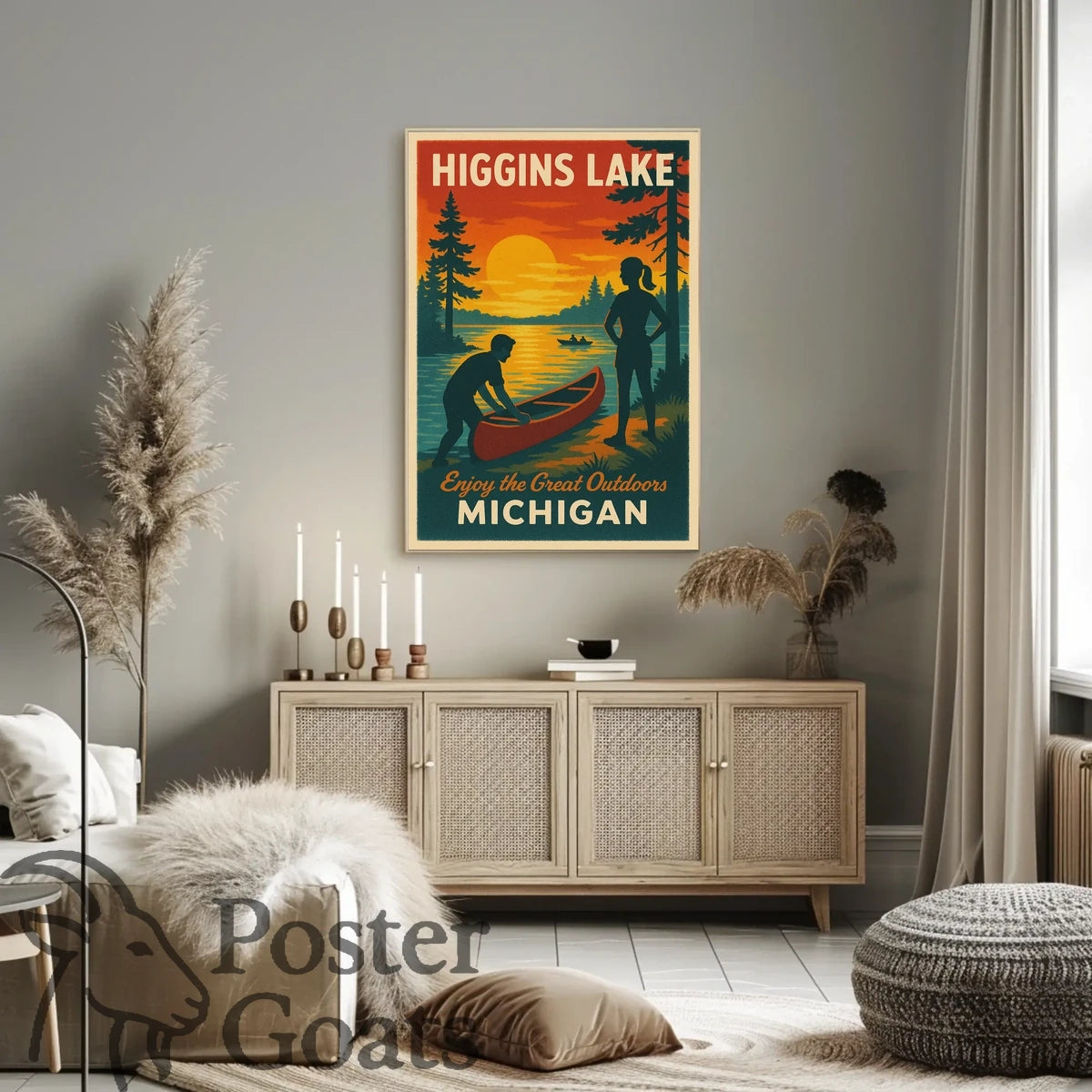 Higgins Lake Vintage Travel Adventure Travel Poster