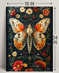 Vibrant Butterfly and Botanicals Artistic Poster