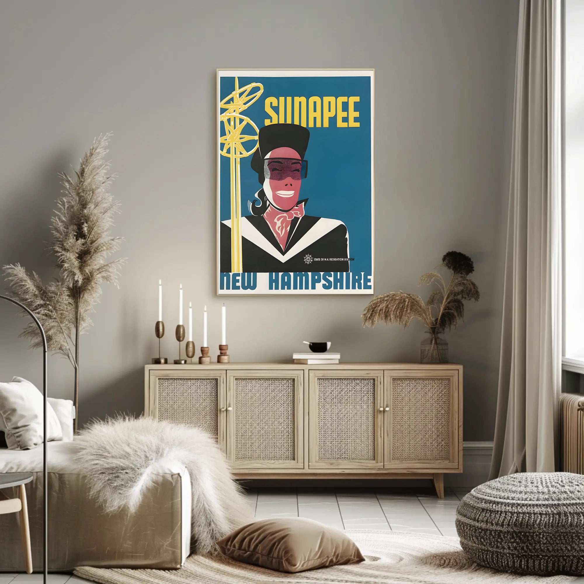 Vintage Sunapee Skiing Travel Poster PosterGoat