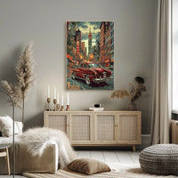 Midcentury Manhattan City Streets Poster Vintage Wall Art