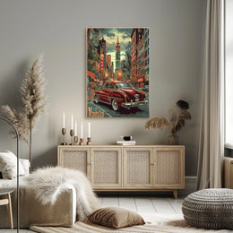 Midcentury Manhattan City Streets Poster Vintage Wall Art