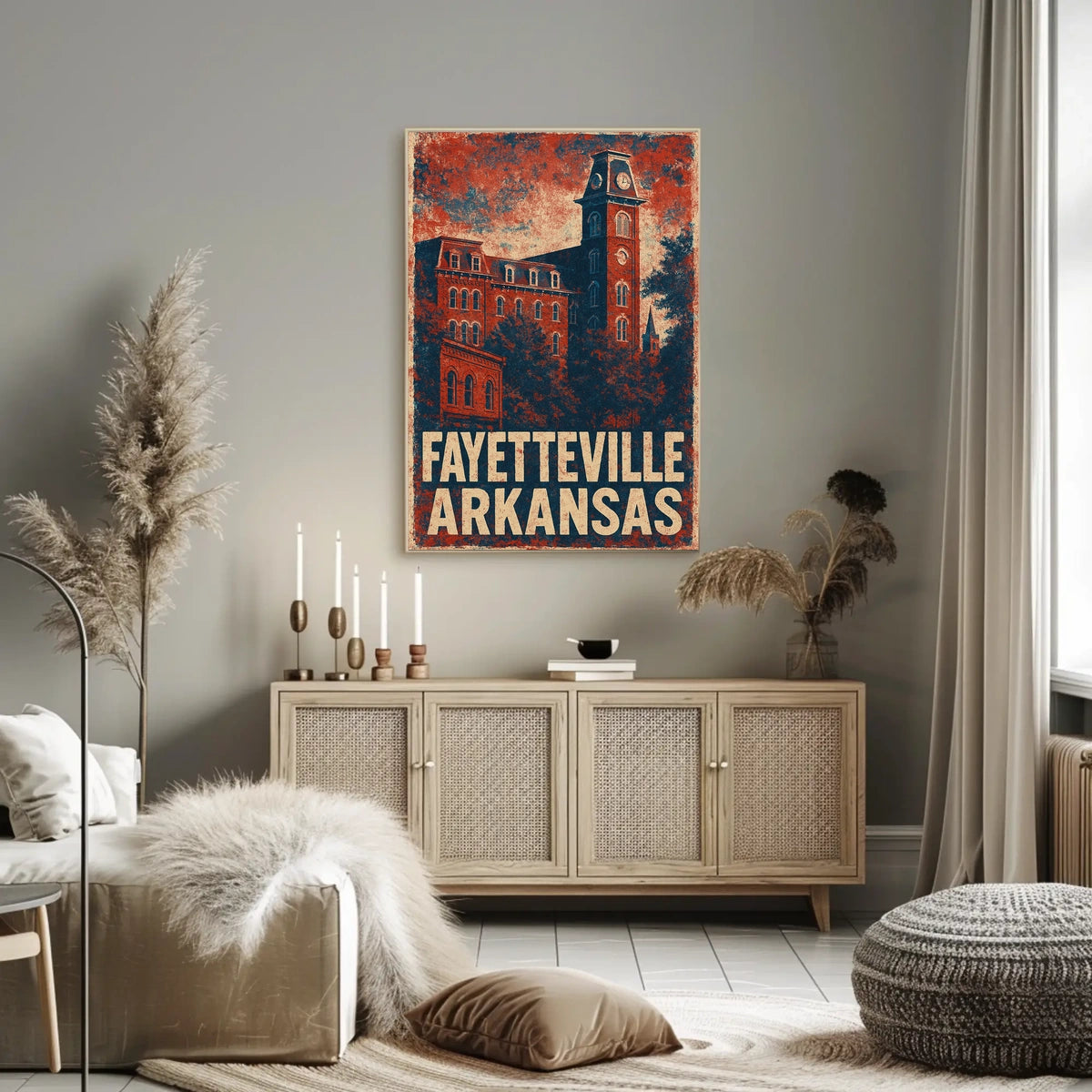 Fayetteville Vintage Travel Architecture Patriotic Poster