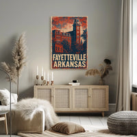 Fayetteville Vintage Travel Architecture Patriotic Poster