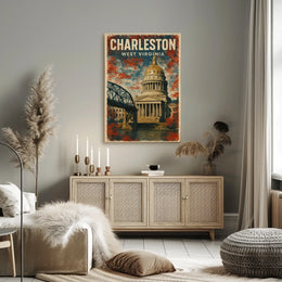 Charleston WV Skyline Wanderlust Minimalist Poster