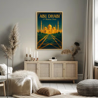 Abu Dhabi Grand Mosque Vintage Travel Poster