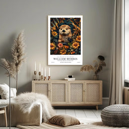 Otter in Arts and Crafts Floral Artistic Poster