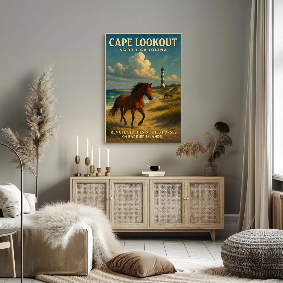Cape Lookout Coastal Vintage Beach Lovers Poster