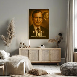 George H W Bush Poster Vintage Presidential Portrait Wall Art Analog Film Aesthetic Historical Print
