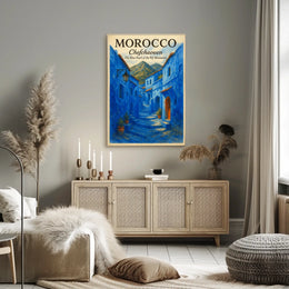Chefchaouen Blue Pearl Moroccan Street Art Poster
