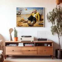 Desert Whimsy: Surreal Oasis Scene Artistic Poster