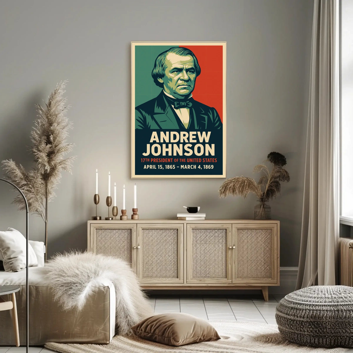 Andrew Johnson 17th President Collectors Lithograph Poster