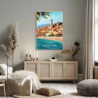 Menton Coastal Town Vibrant Travel Poster