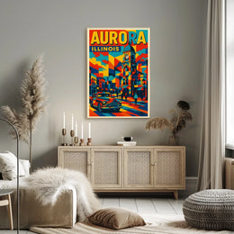Aurora, Illinois Vibrant Cityscape Poster