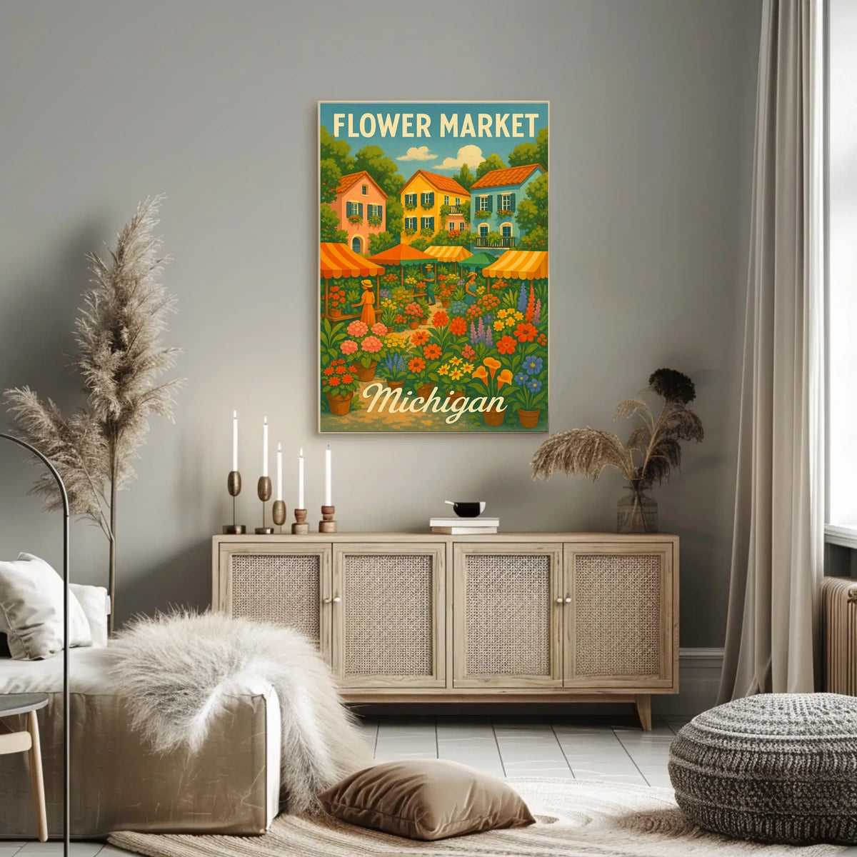 Flower Market In Michigan Poster