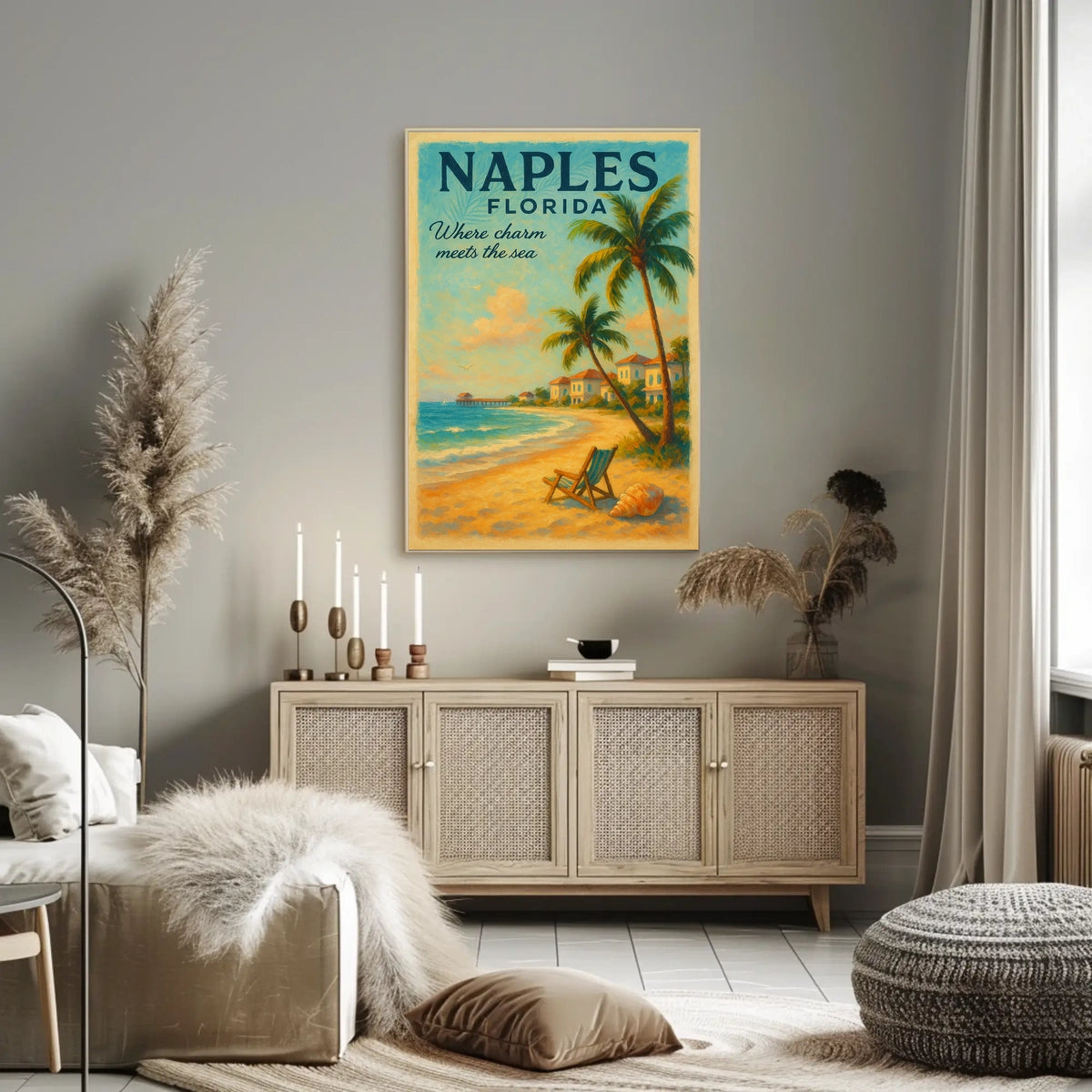 Serene Coastal Charm Vintage Poster: Naples, Florida