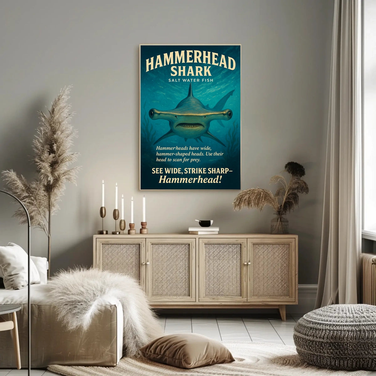Hammerhead Shark Saltwater Predator Poster