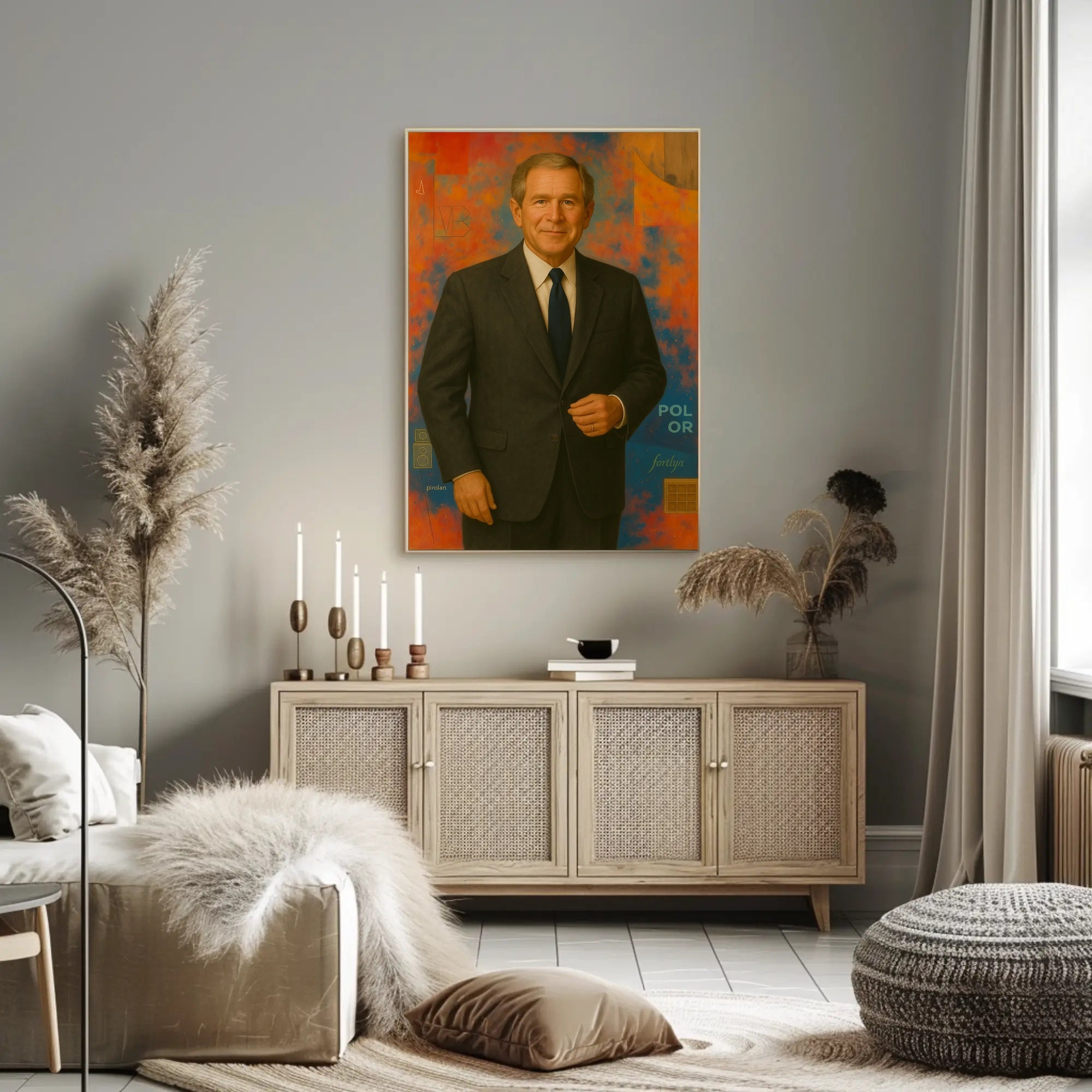Man in Suit with Vibrant Abstract Background - Artistic Poster