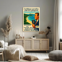 Caribbean Paradise With U.S. Passports Poster
