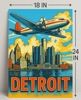 Detroit Skyline and Aviation Poster PosterGoat