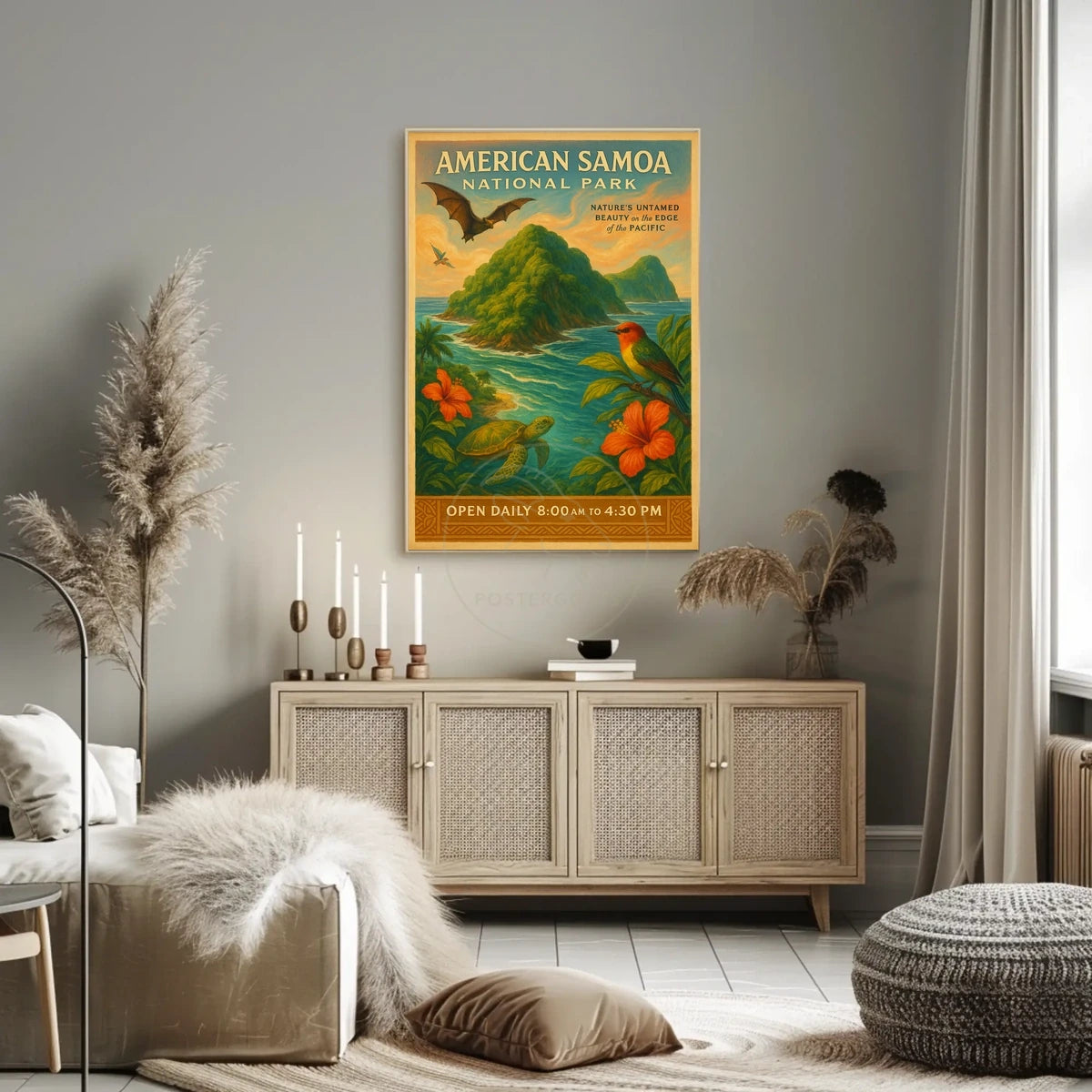 American Samoa National Park Vintage Travel Art Poster