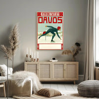 Vintage Davos Ice Skating Event Sports Poster PosterGoat