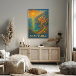 Amalfi Coast Poster Wall Art 18x24 Inch Print Coastal Decor