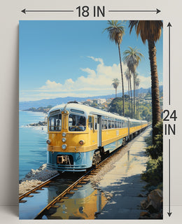 Coastal Train Journey Poster
