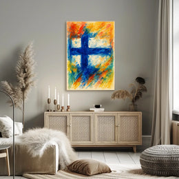 Abstract Finnish Flag Abstract Poster
