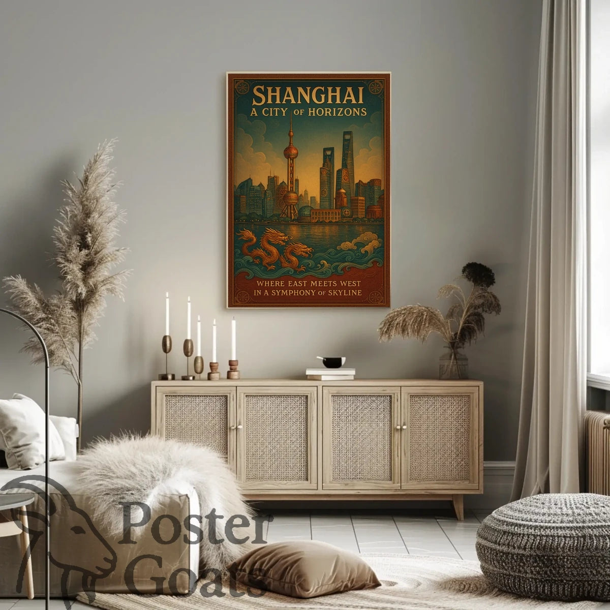 Shanghai Skyline Travel Poster
