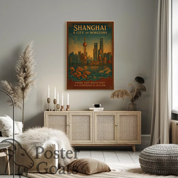 Shanghai Skyline Travel Poster