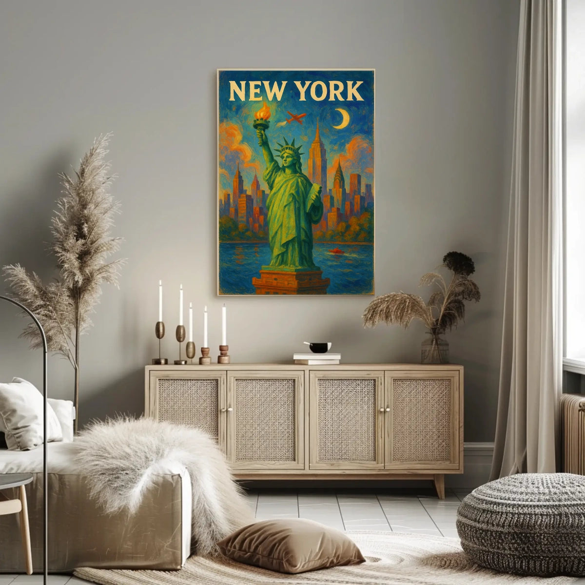 New York Skyline With Statue Of Liberty Poster