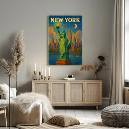 New York Skyline With Statue Of Liberty Poster
