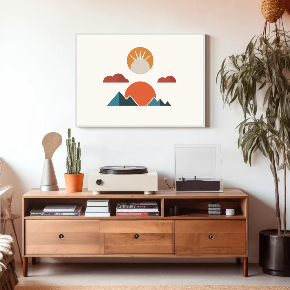 Geometric Landscape Art Poster: Modern Minimalist Design