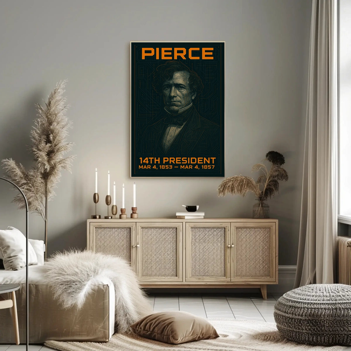 Franklin Pierce 14th President of the United States Techno Schematic Poster