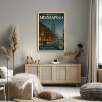 Vintage Minneapolis Winter Scene with Foshay Tower Urban or Cityscape Poster