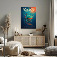 Axolotl Nature Poster Vintage Aquatic Wall Art