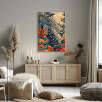 Majestic Peacock In Autumn Forest William Morris Art Poster