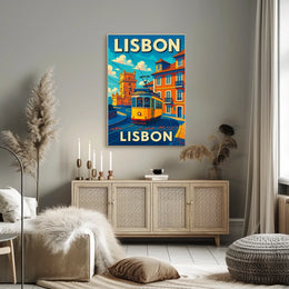 Lisbon Vintage Travel Vintage Poster