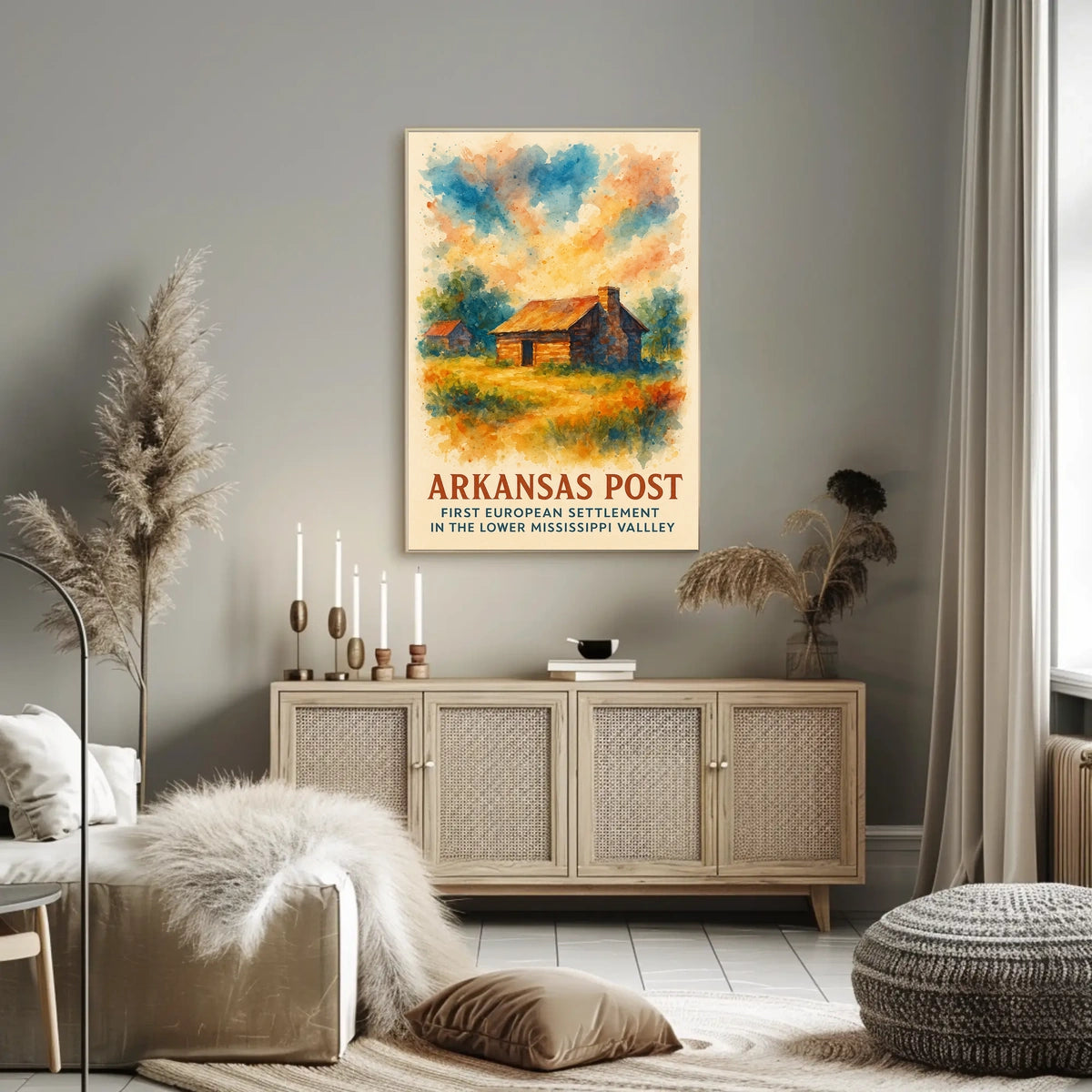 Arkansas Post Historic Settlement Watercolor Poster