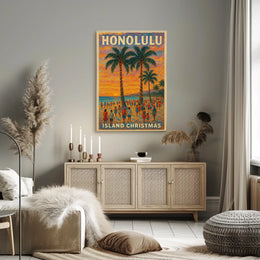 Honolulu Island Christmas Poster