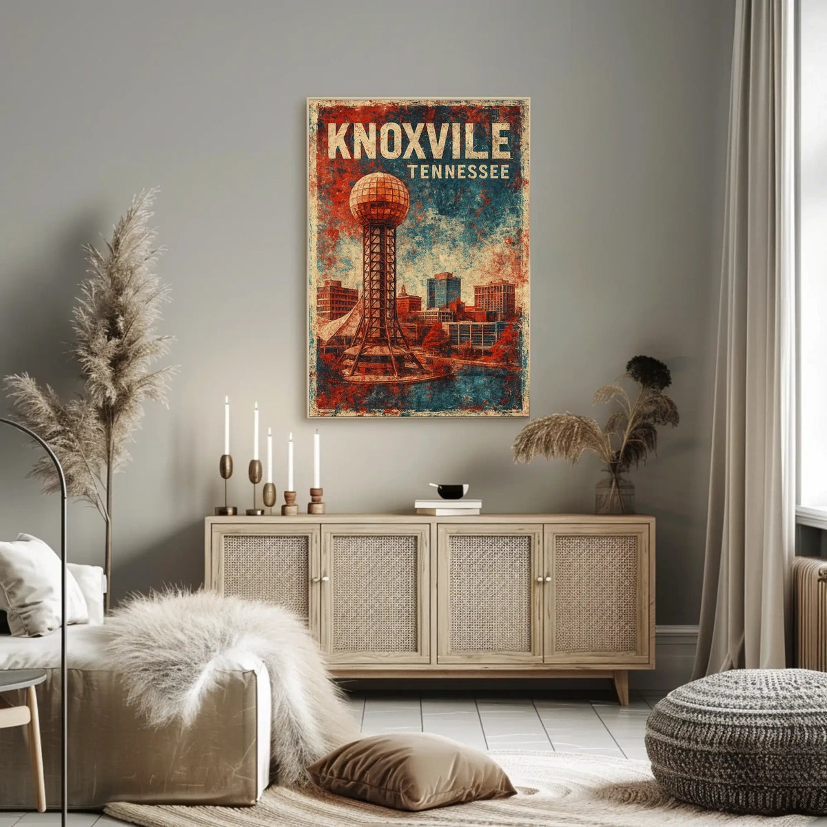 Knoxville Cityscape Realism Wanderlust Poster
