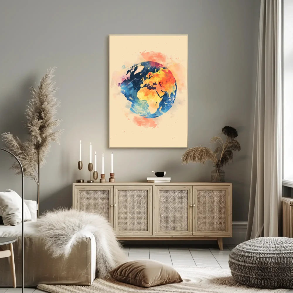 Vibrant Futuristic Cityscape Art Poster