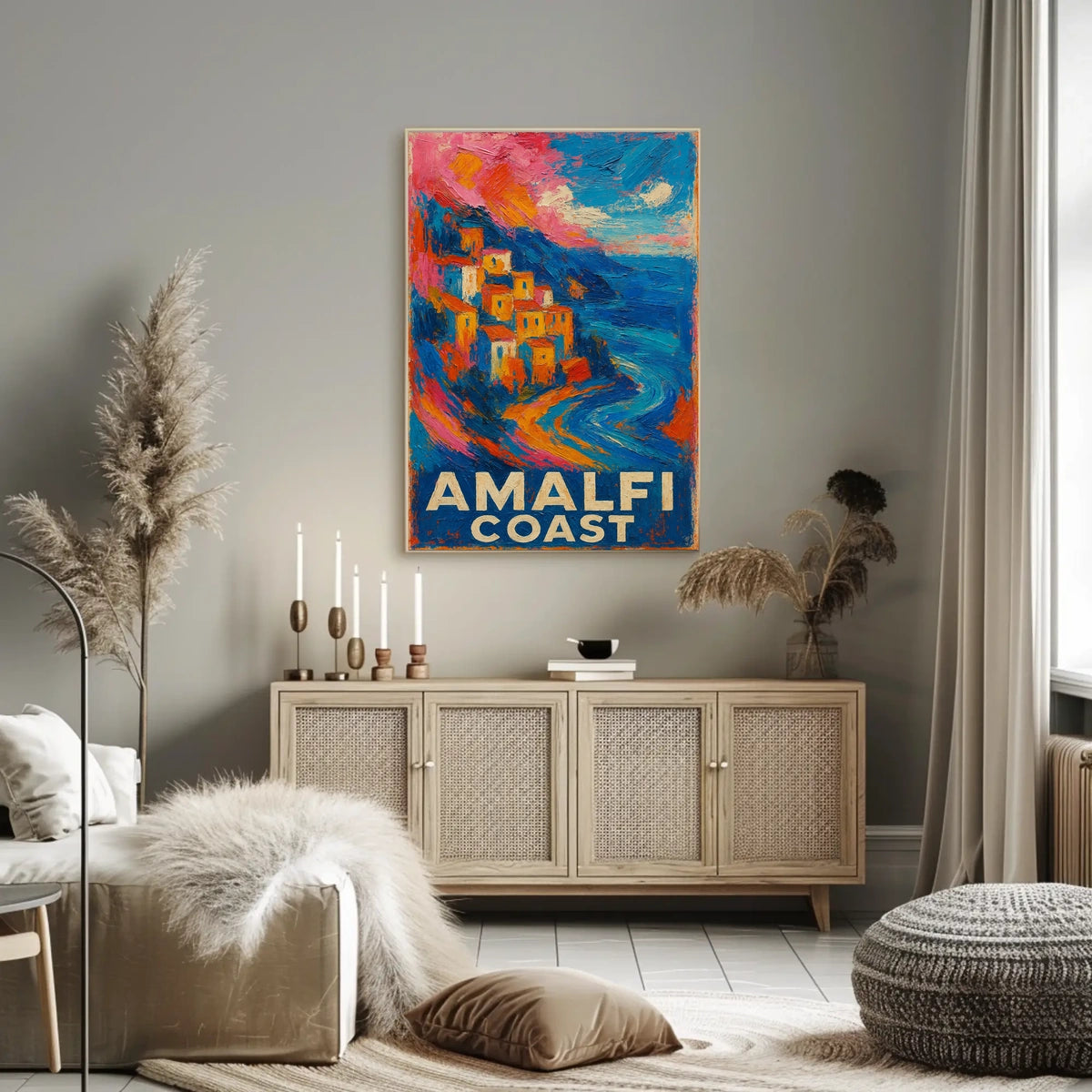 Amalfi Coast Poster Wall Art Print 18x24 Coastal Decor