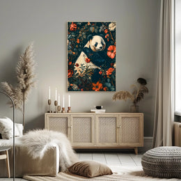 Peaceful Panda in a Botanical Wonderland Animal Poster